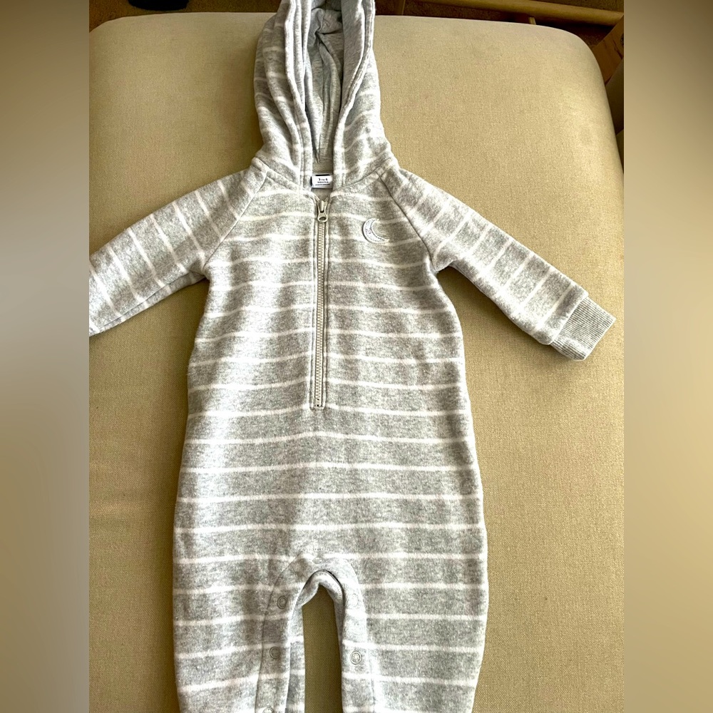 Janie and Jack infant hooded one piece with snaps/zipper.